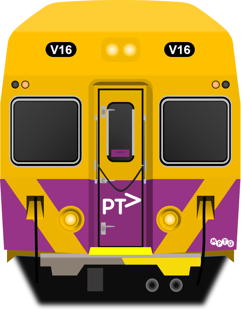 Sydney Trains V Set in the Purple PTV Livery Front